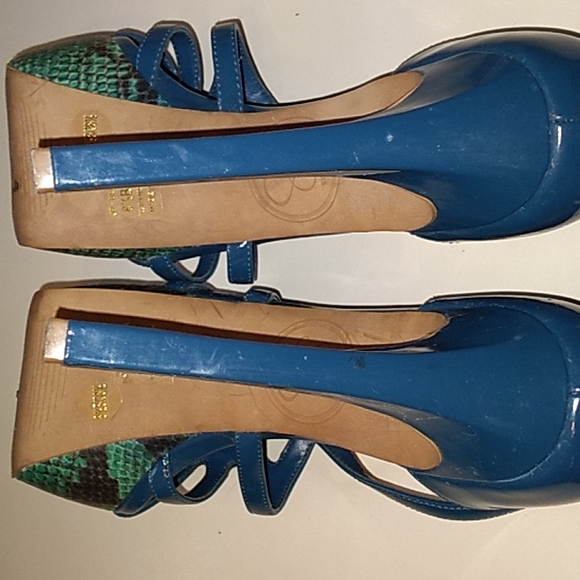 JS by Jessica Simpson, 6inch heels, in Teal and Black Leather, Great Con… - Picture 6 of 9